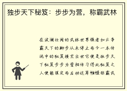 独步天下秘笈：步步为营，称霸武林